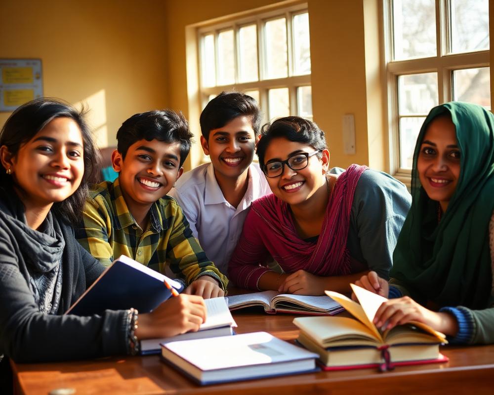 Students studying together