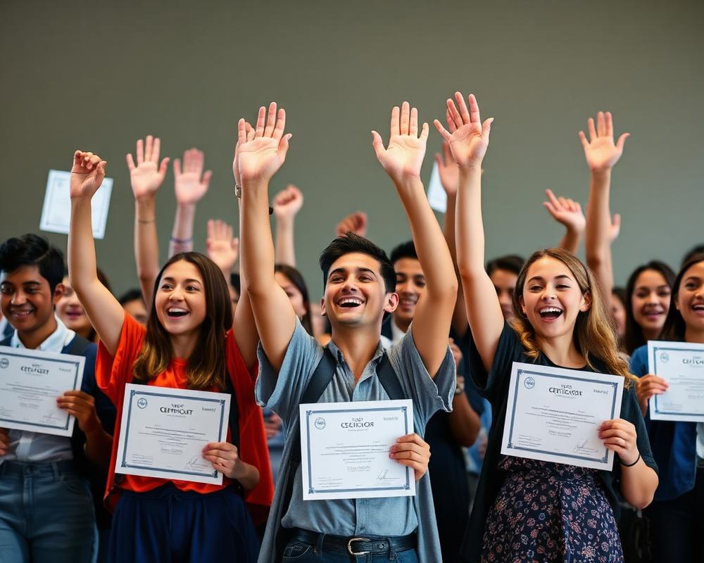 Students celebrating results